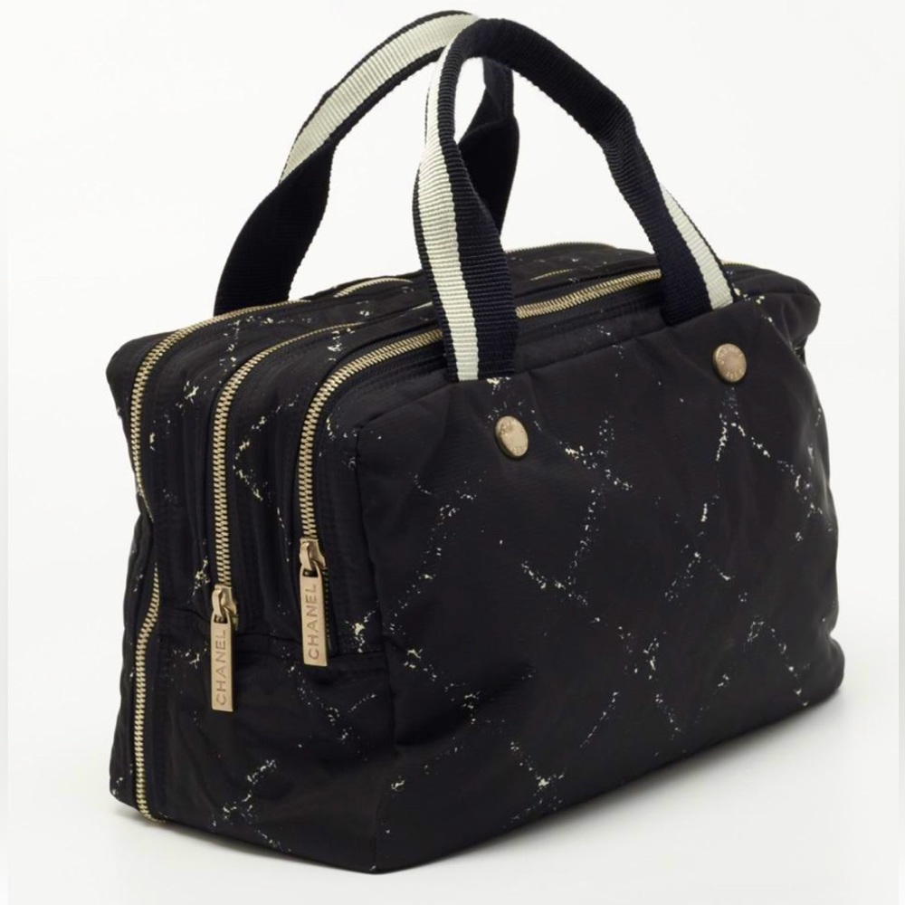 💯 Vintage Chanel Duffle Bag Old Travel Line Hand Bag
